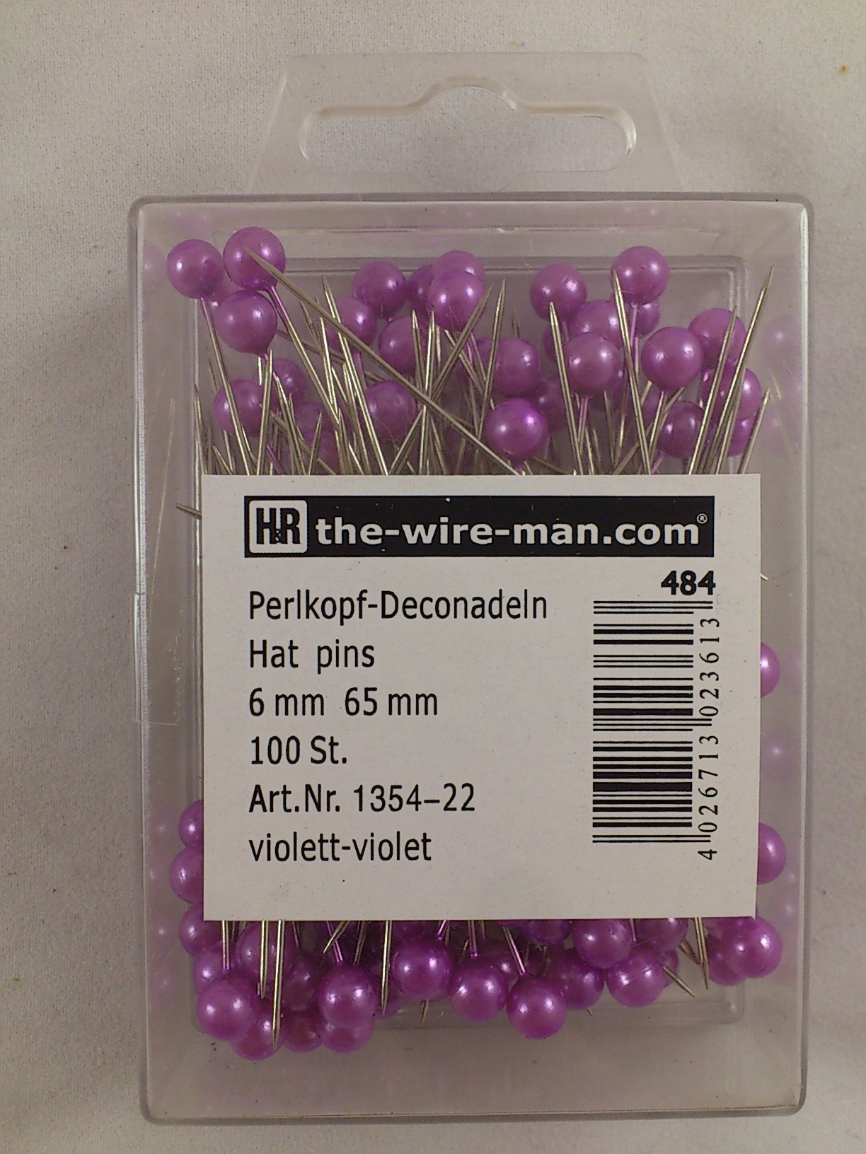 Epingles a tête coloris  6 mm 100 p. violet